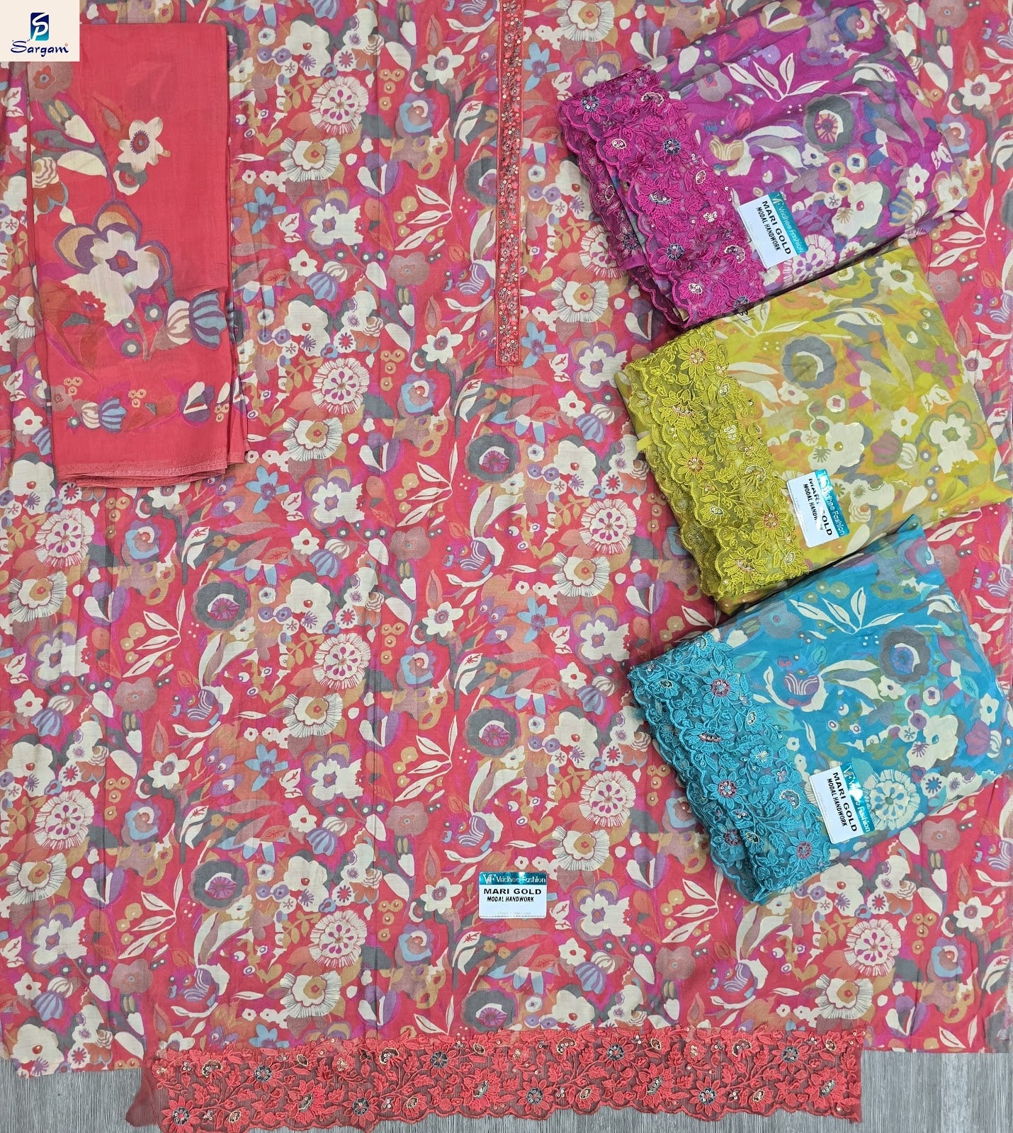 Mari Gold Sargam Prints Viscose Modal Pant Style Suits Manufacturer