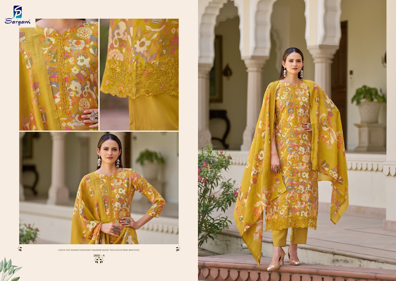 Mari Gold Sargam Prints Viscose Modal Pant Style Suits Manufacturer