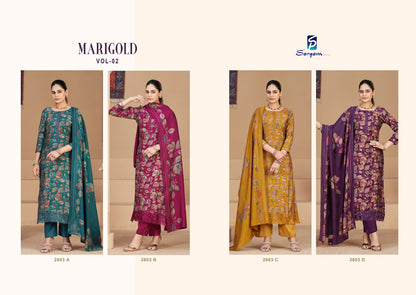 Mari Gold Vol 2 Sargam Prints Viscose Modal Pant Style Suits Wholesale Price
