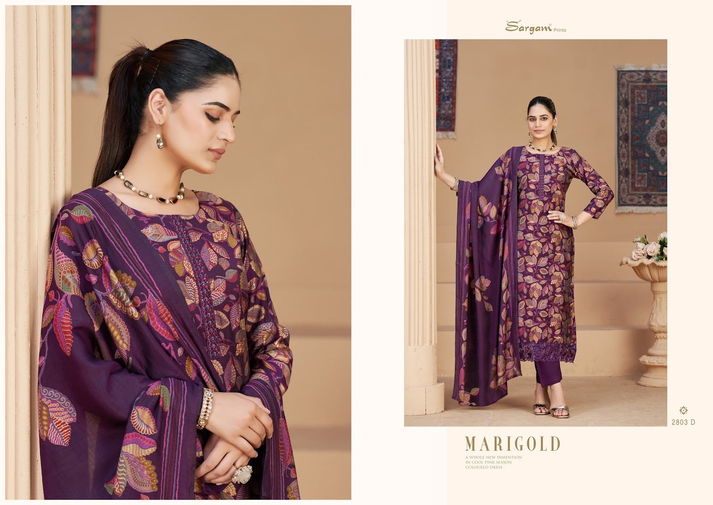 Mari Gold Vol 2 Sargam Prints Viscose Modal Pant Style Suits Wholesale Price