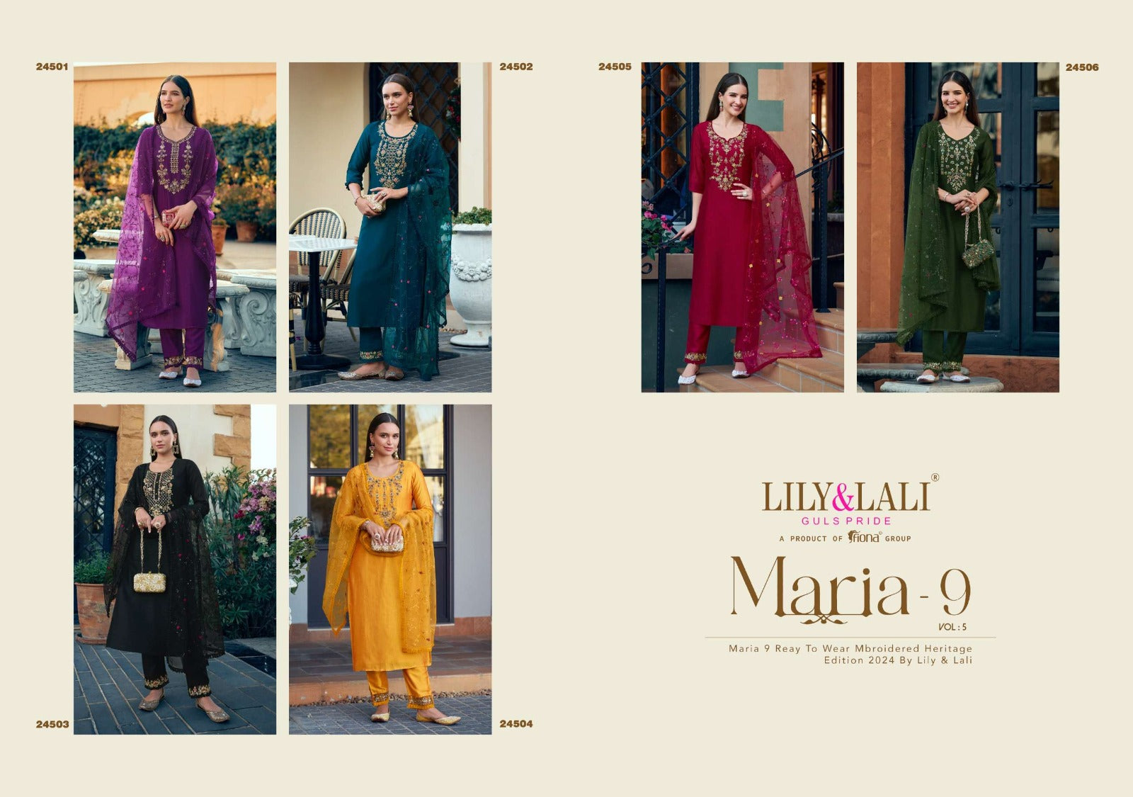 Maria 9 Vol 5 Lily Lali Vichitra Silk Readymade Pant Style Suits Wholesaler India