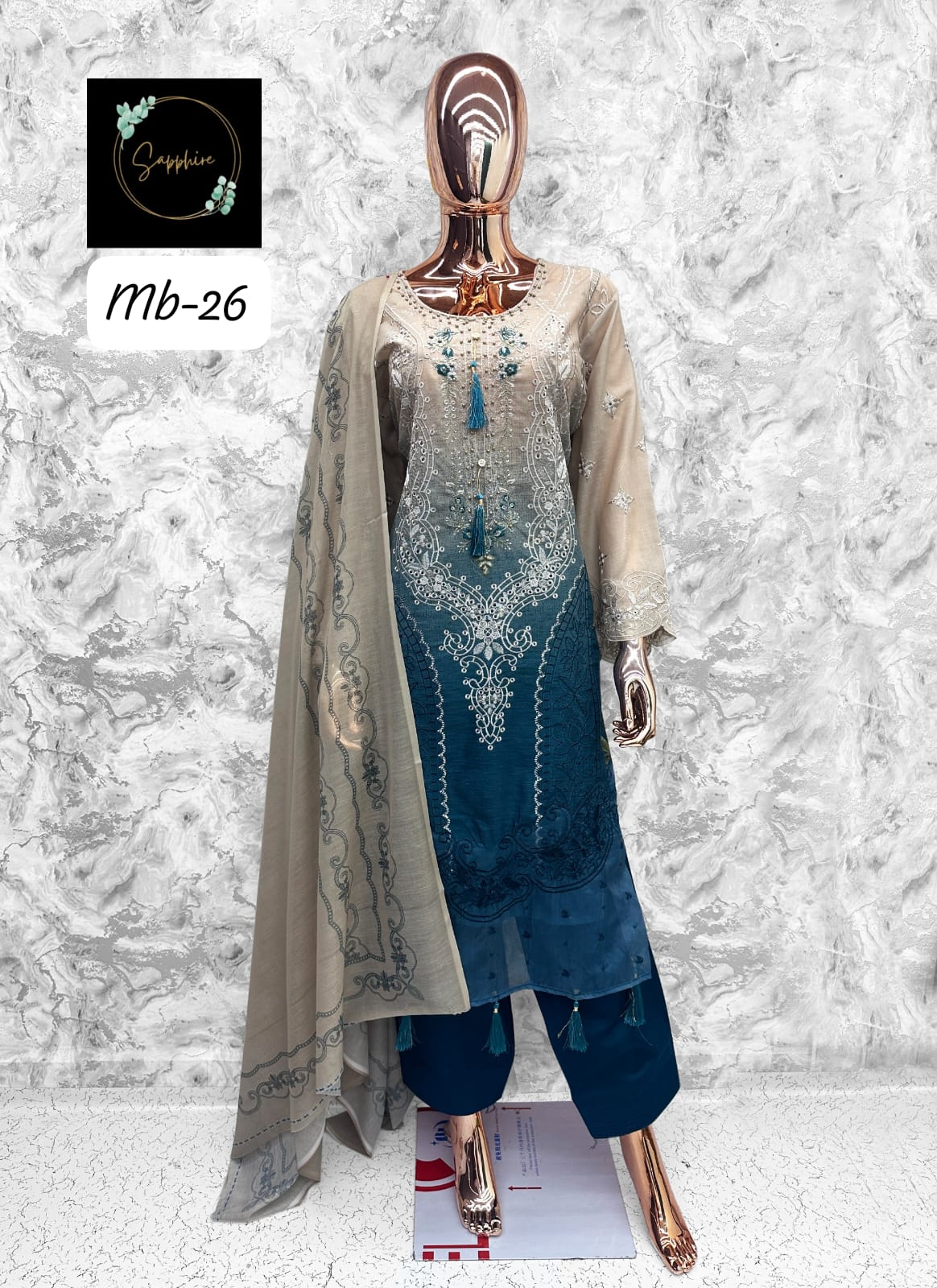 Maria B 26 Sapphire Lawn Cotton Pakistani Readymade Suits Wholesale Rate