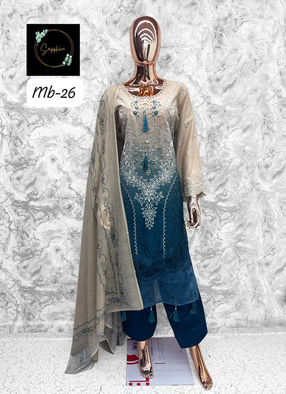 Maria B 26 Sapphire Lawn Cotton Pakistani Readymade Suits Wholesale Rate