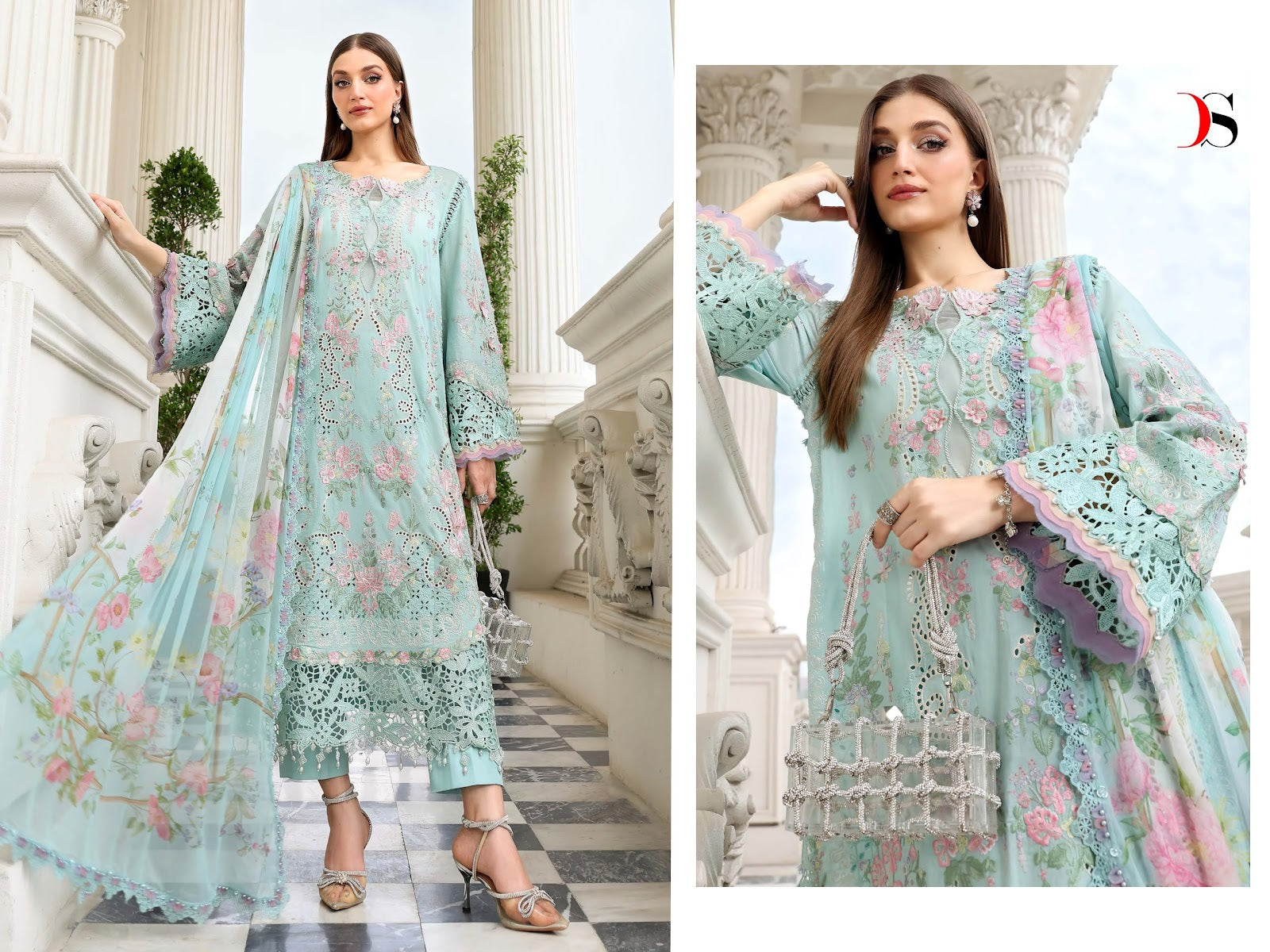 Maria B Embroidered 6 Deepsy Cotton Pakistani Patch Work Suits Wholesale