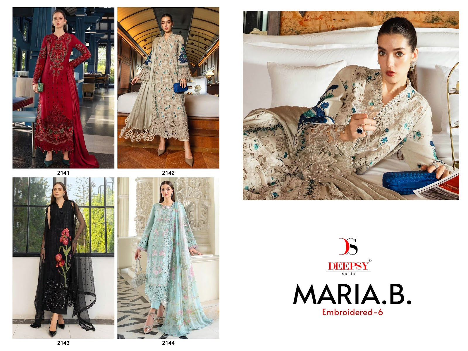 Maria B Embroidered 6 Deepsy Cotton Pakistani Patch Work Suits Wholesale