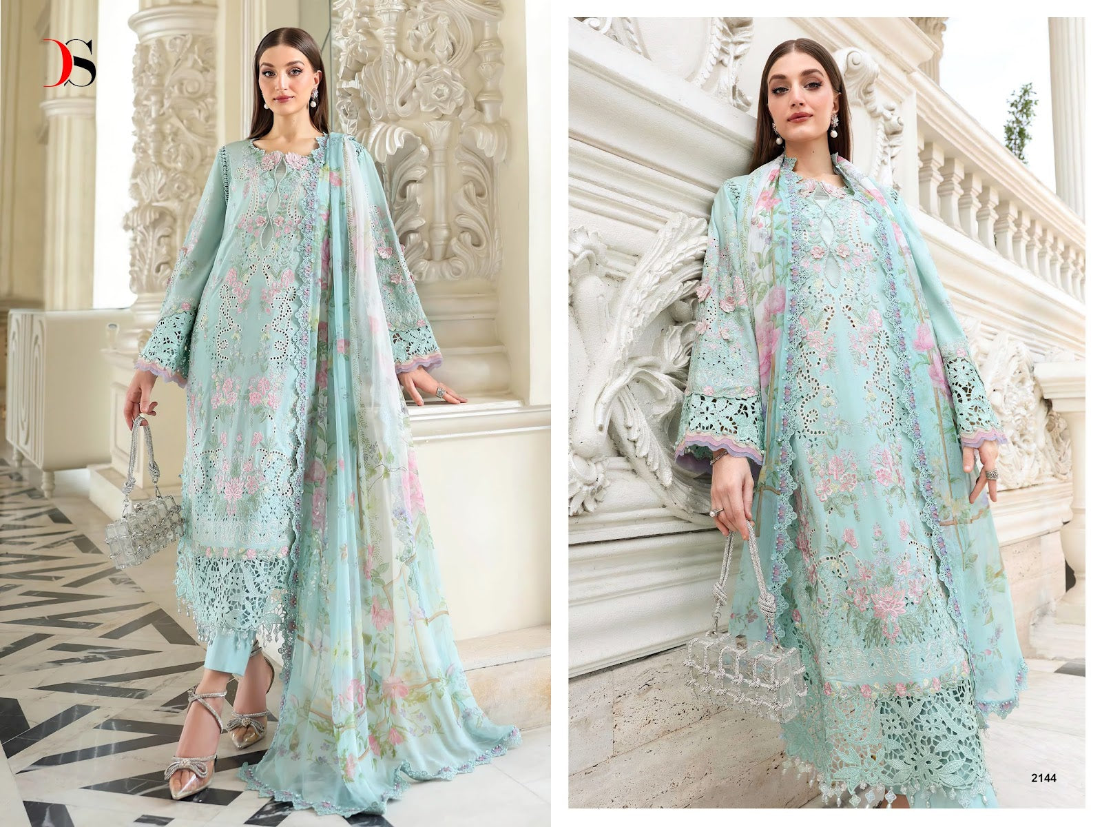 Maria B Embroidered 6 Deepsy Cotton Pakistani Patch Work Suits Wholesale