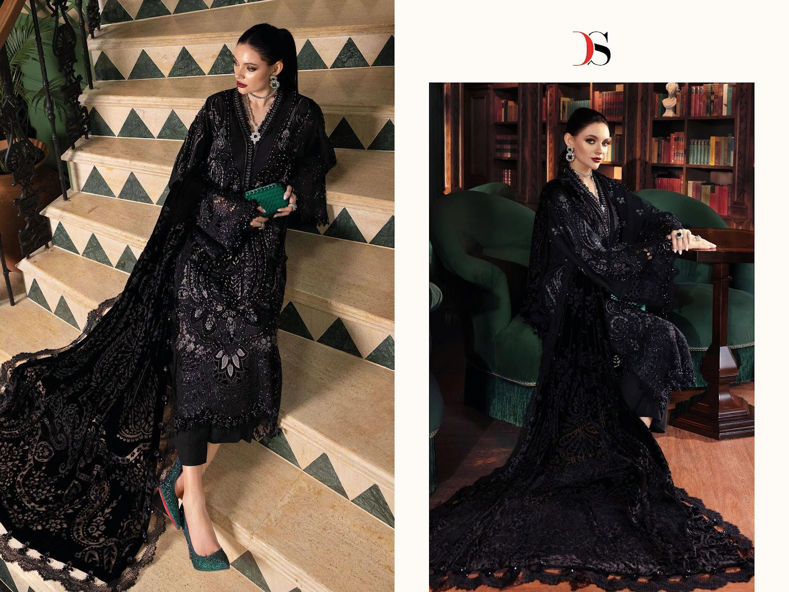 Maria B Luxe 25-2 Deepsy Viscose Rayon Pakistani Patch Work Suits Exporter Gujarat