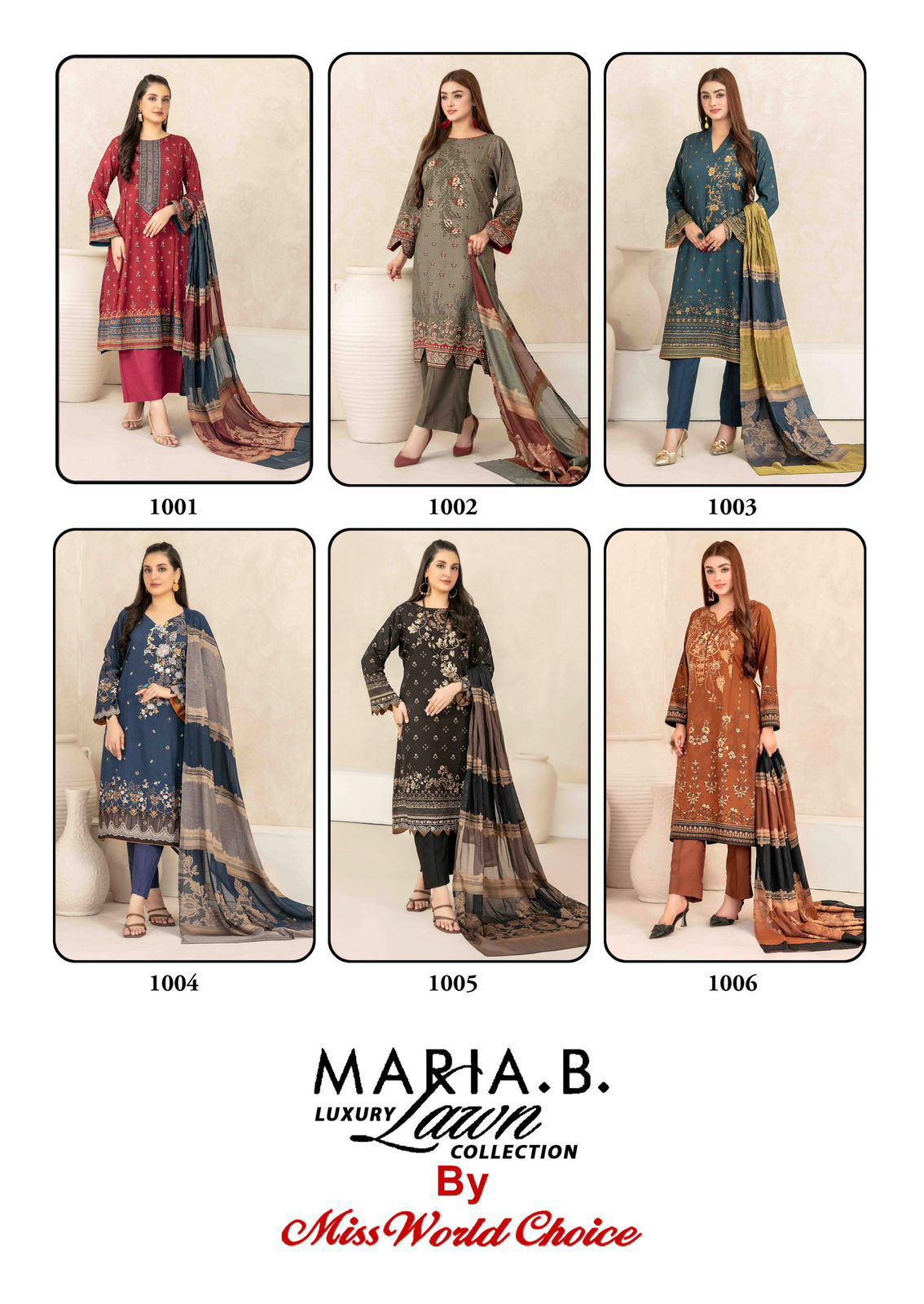 Maria B Luxury Lawn Collection Miss World Choice Cotton Karachi Salwar Suits Manufacturer Ahmedabad