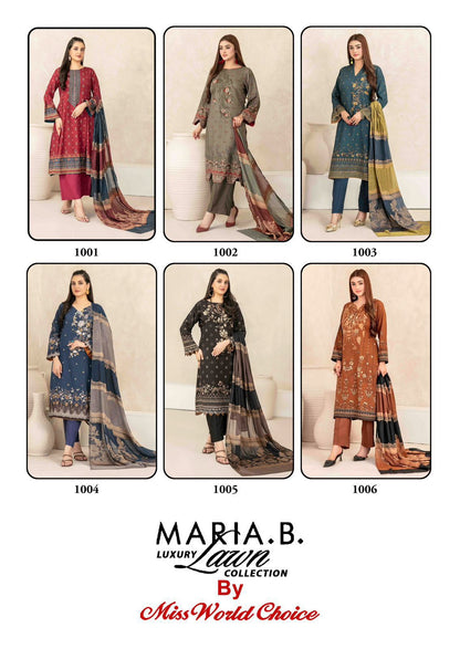 Maria B Luxury Lawn Collection Miss World Choice Cotton Karachi Salwar Suits Manufacturer Ahmedabad