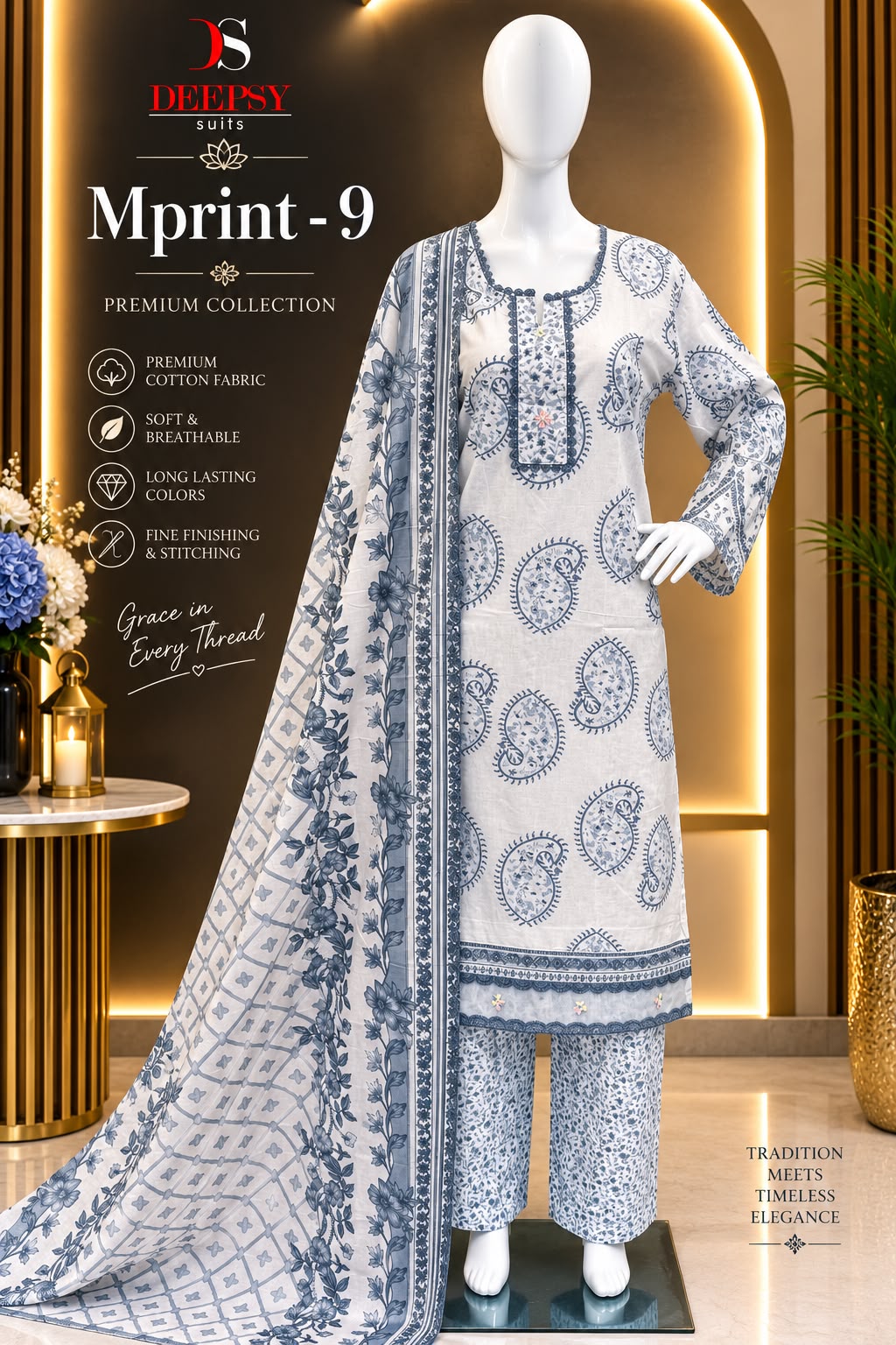 Maria B Mprint 9 Deepsy Cotton Pakistani Readymade Suits Supplier