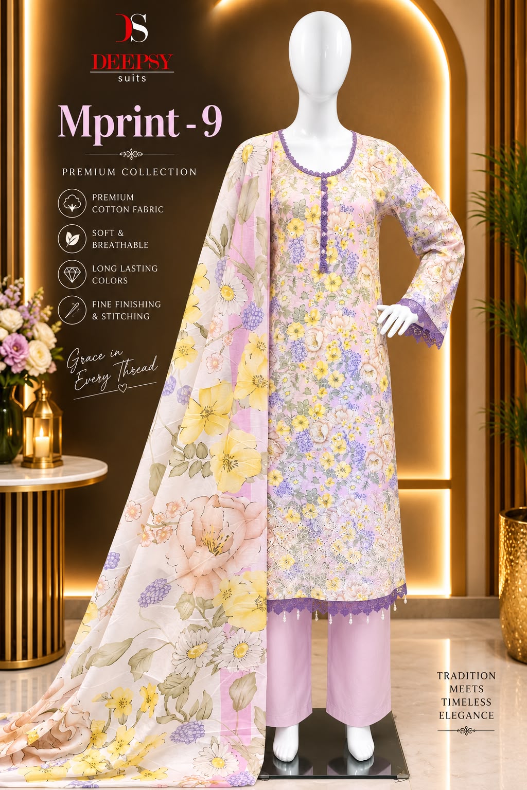 Maria B Mprint 9 Deepsy Cotton Pakistani Readymade Suits Supplier