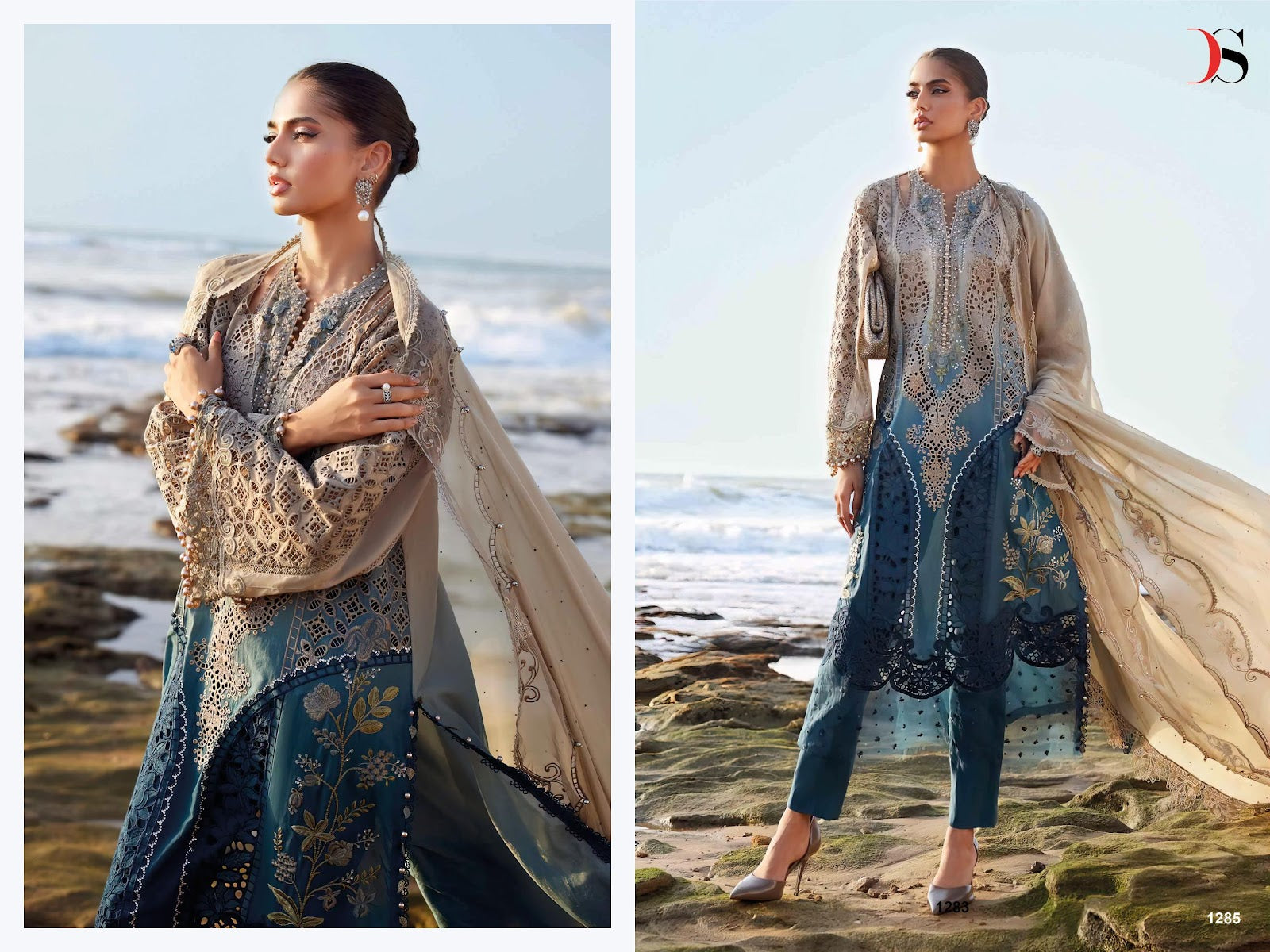 Maria B Premium Embroidered 25-2 Nx Deepsy Cotton Pakistani Patch Work Suits Wholesale