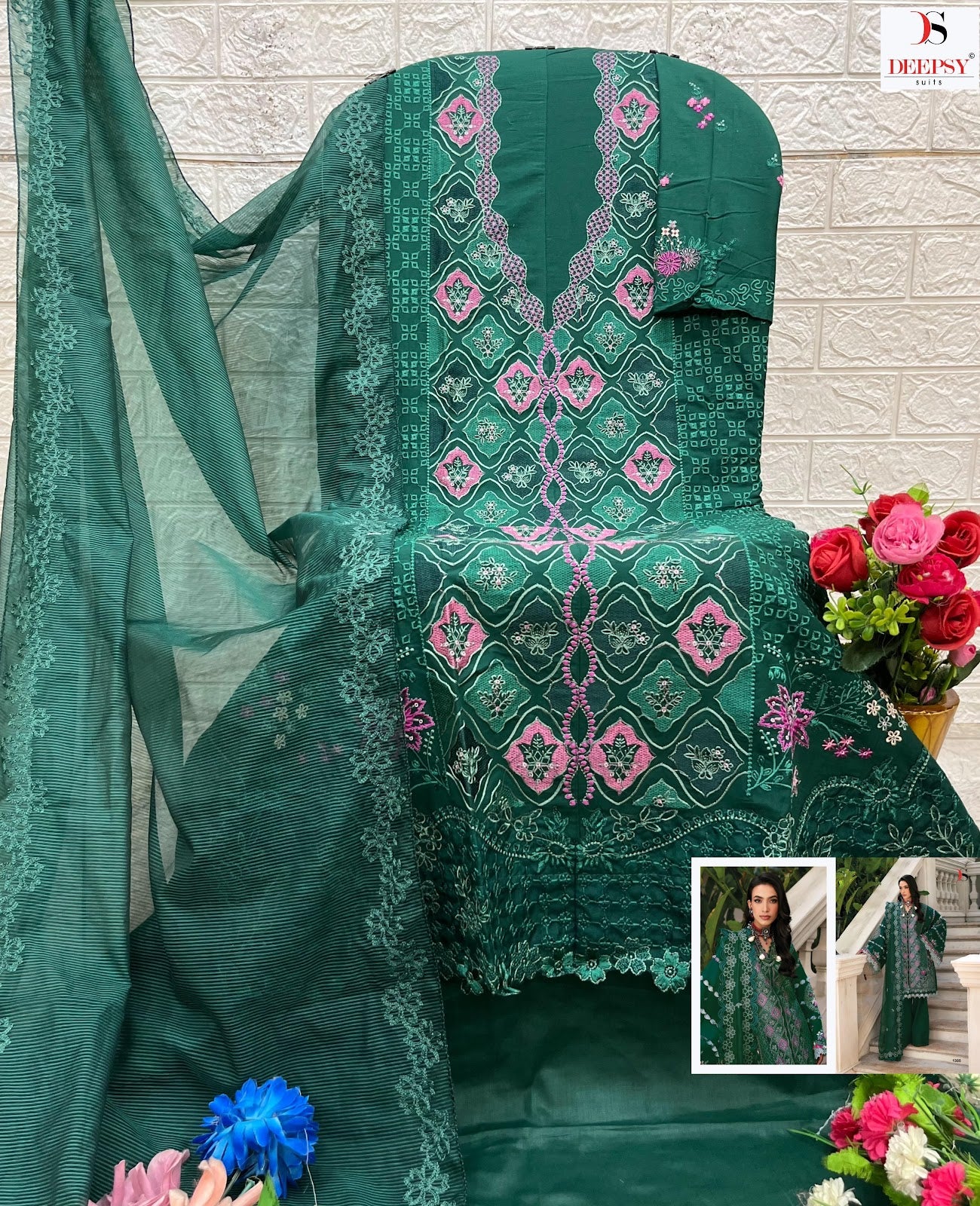 Maria B Premium Embroidered 25-3 Deepsy Cotton Pakistani Patch Work Suits Exporter Gujarat