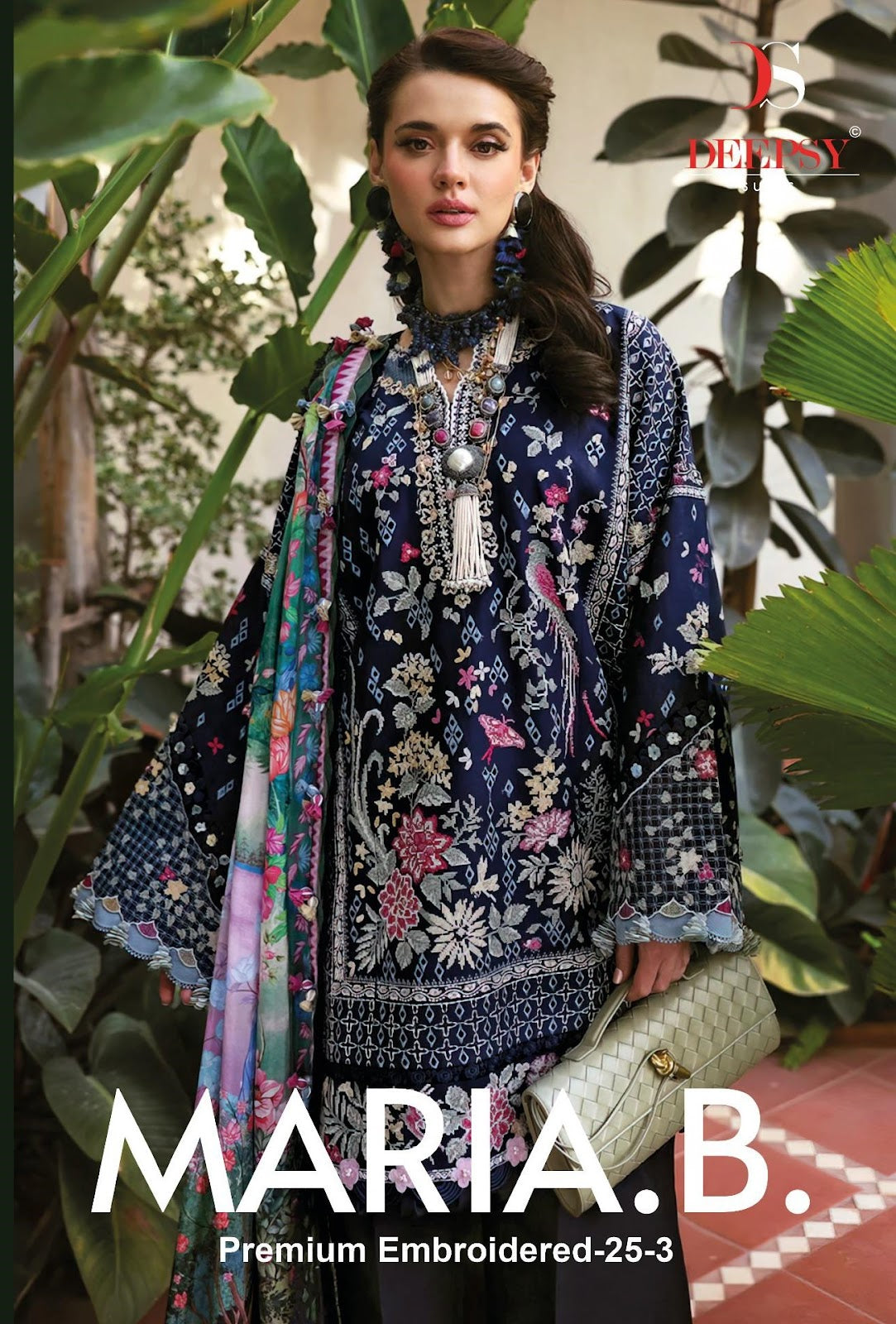 Maria B Premium Embroidered 25-3 Deepsy Cotton Pakistani Patch Work Suits Exporter Gujarat