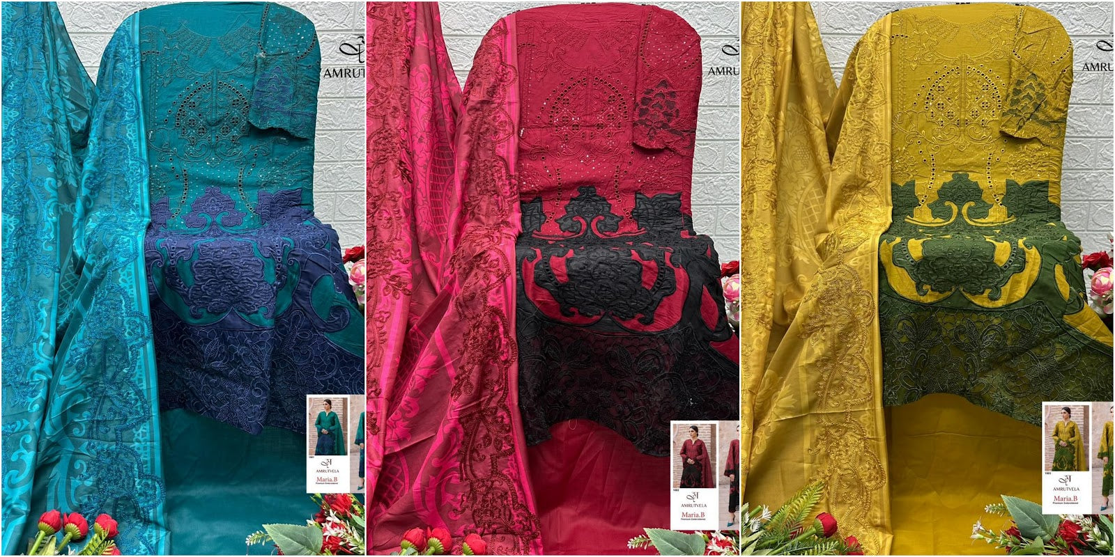 Maria B Premium Embroidered Amrutvela Cotton Pakistani Salwar Suits Supplier Gujarat