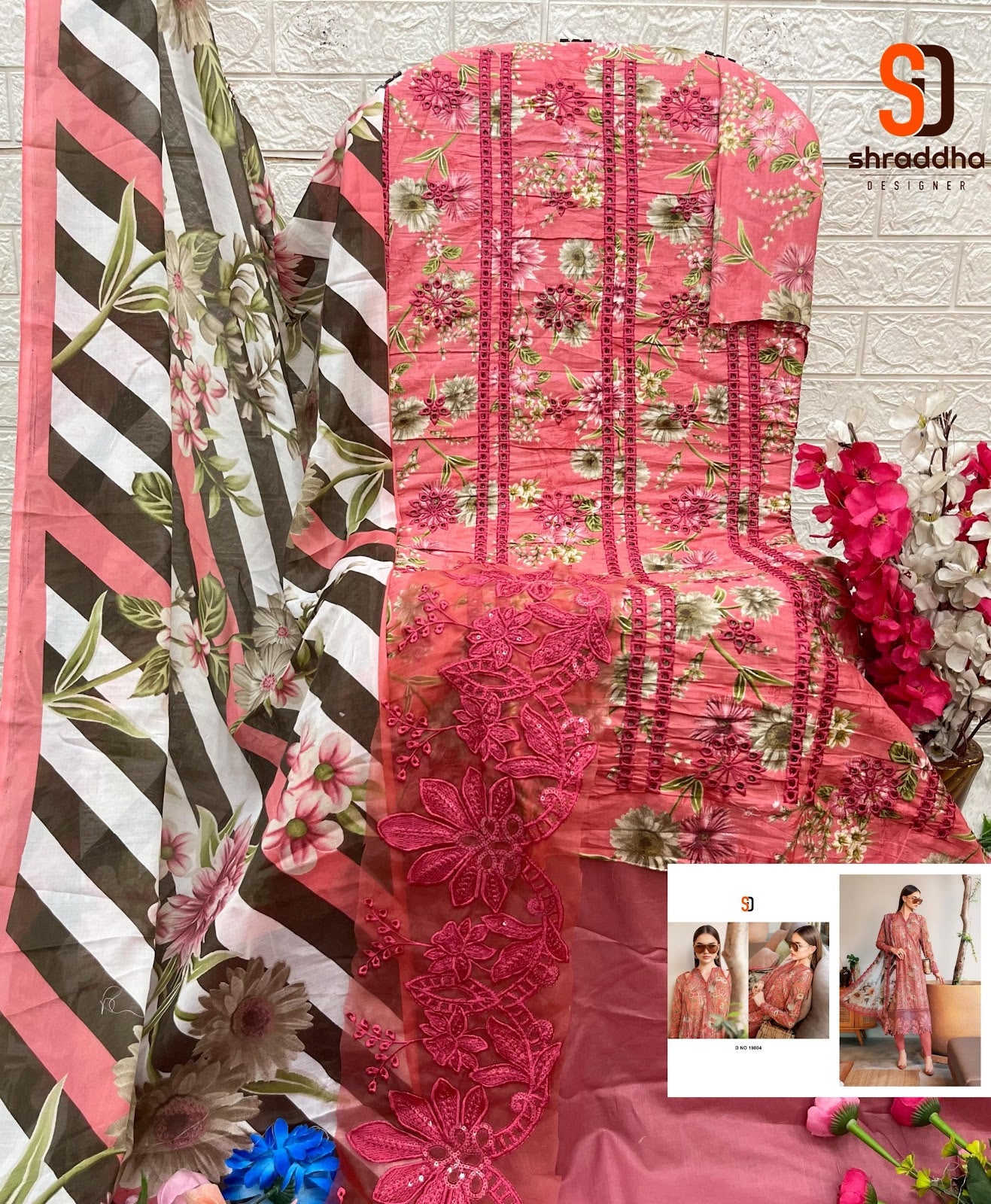 Maria B Vol 19 Chikankari Cotton Collection Shraddha Designer Pure Cotton Pakistani Patch Work Suits Wholesaler India