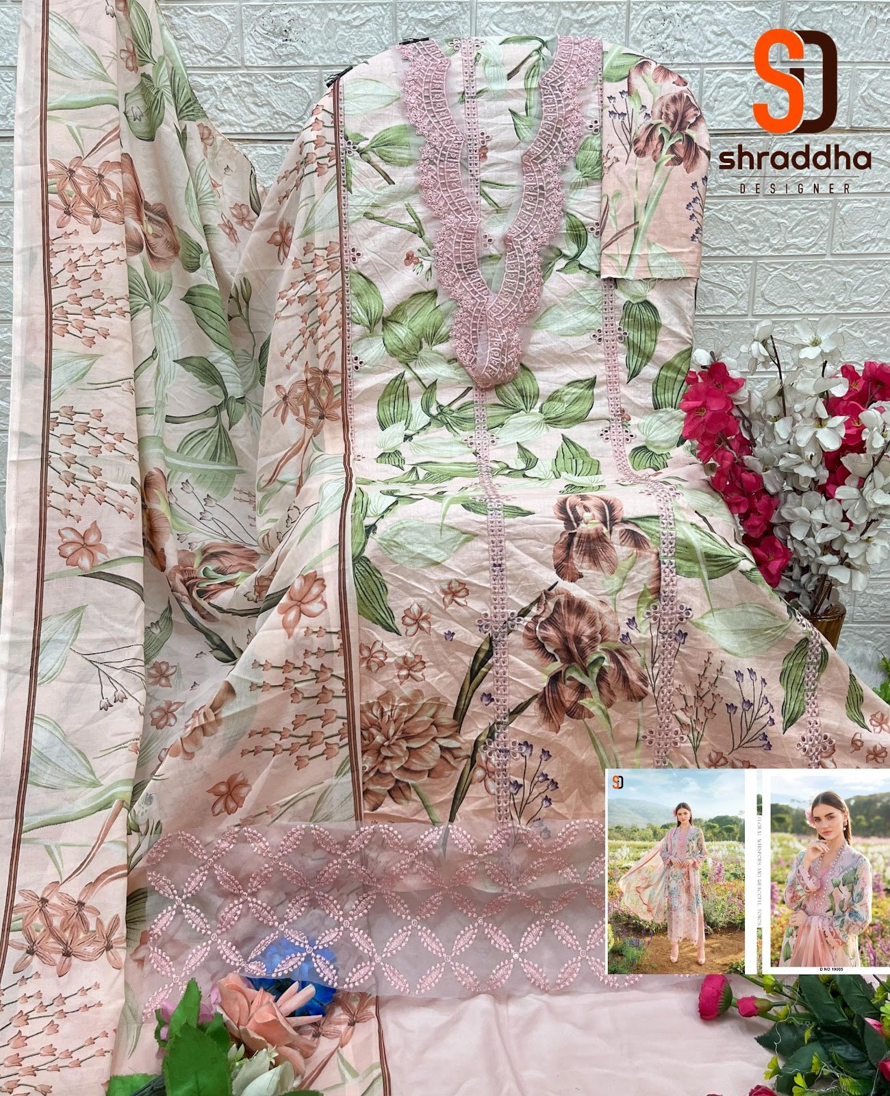 Maria B Vol 19 Chikankari Cotton Collection Shraddha Designer Pure Cotton Pakistani Patch Work Suits Wholesaler India