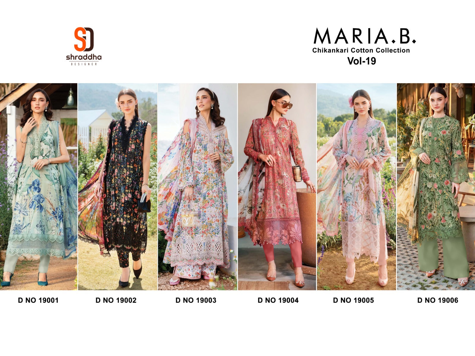 Maria B Vol 19 Chikankari Cotton Collection Shraddha Designer Pure Cotton Pakistani Patch Work Suits Wholesaler India