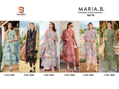 Maria B Vol 19 Chikankari Cotton Collection Shraddha Designer Pure Cotton Pakistani Patch Work Suits Wholesaler India