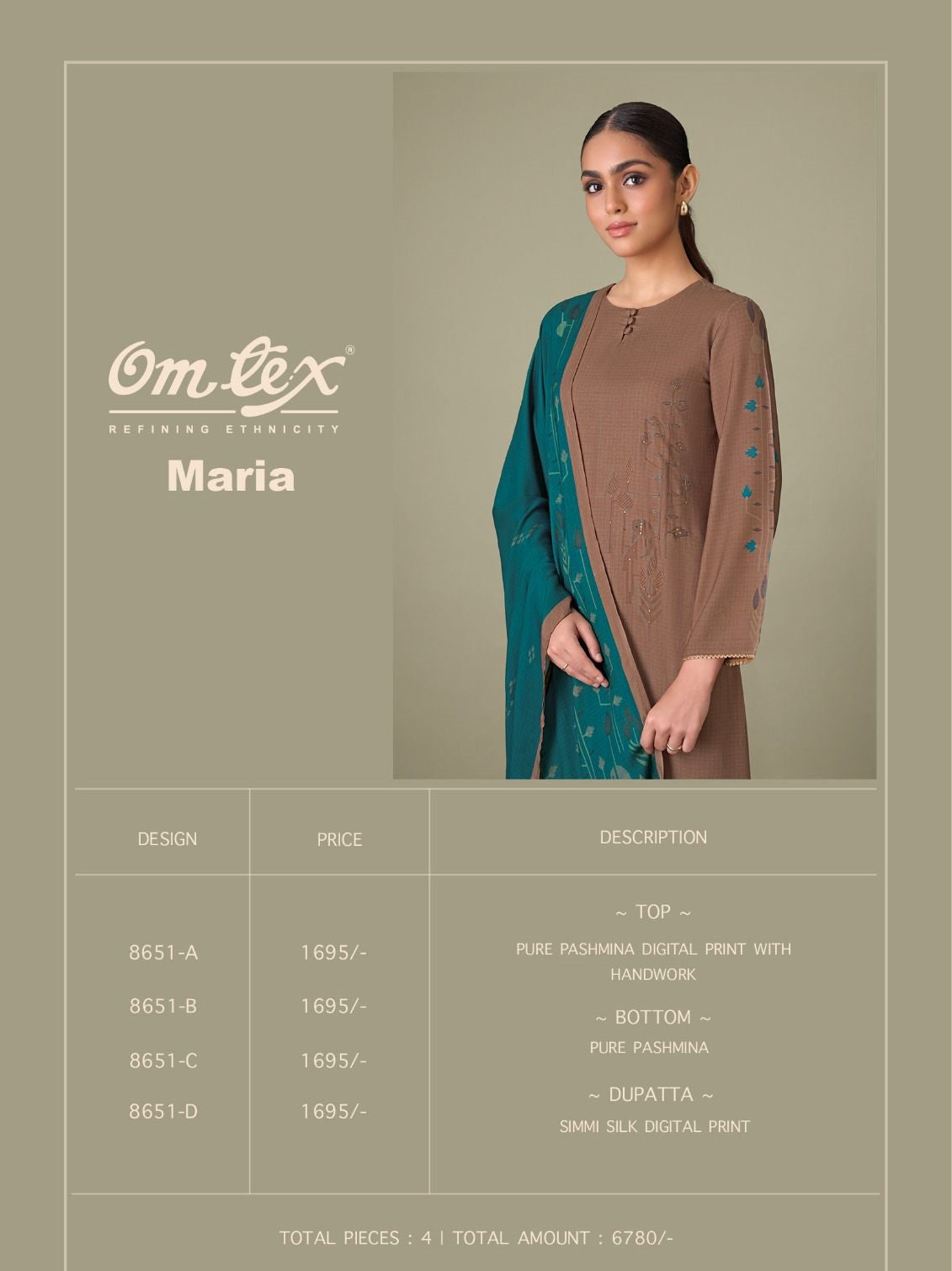 Maria Omtex Pashmina Suits Exporter Gujarat