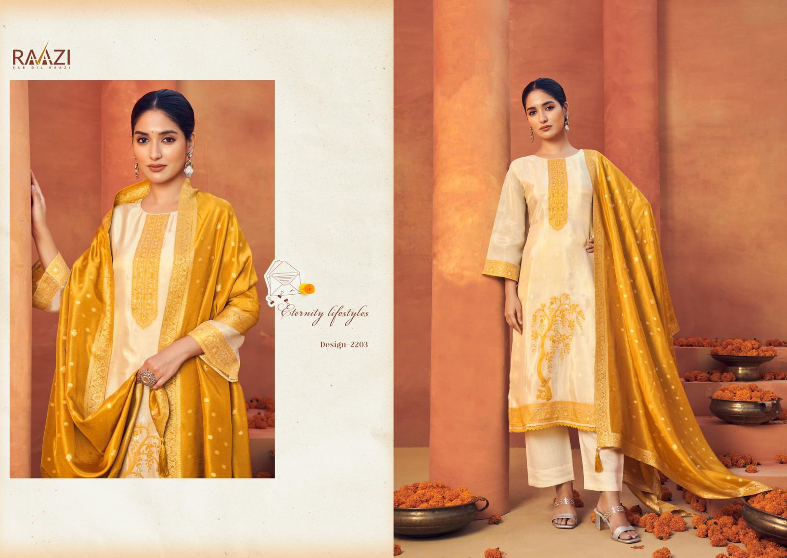 Maria Raazi Kanjivaram Silk Pant Style Suits Wholesaler Gujarat