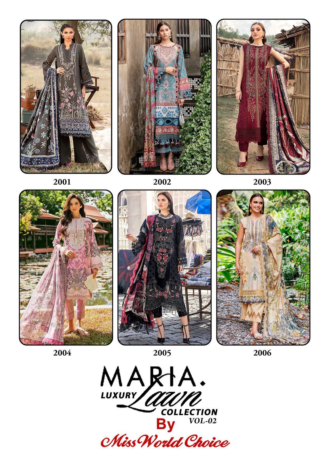 Maria Vol 2 Luxury Lawn Collection Miss World Choice Cotton Karachi Salwar Suits Manufacturer Ahmedabad