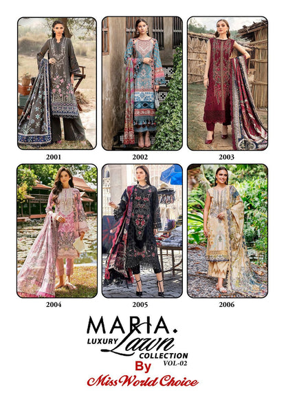 Maria Vol 2 Luxury Lawn Collection Miss World Choice Cotton Karachi Salwar Suits Manufacturer Ahmedabad
