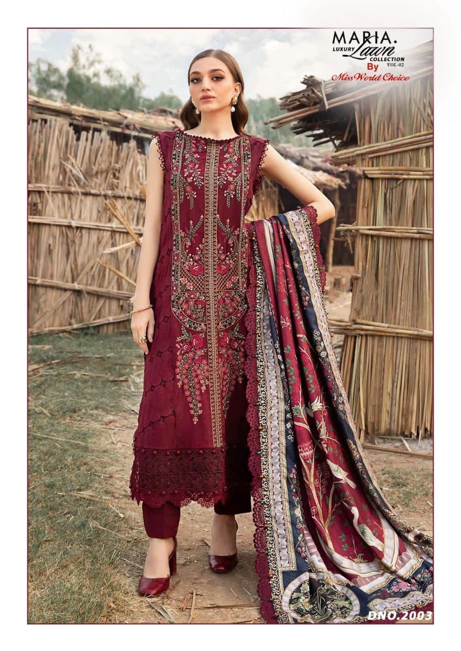 Maria Vol 2 Luxury Lawn Collection Miss World Choice Cotton Karachi Salwar Suits Manufacturer Ahmedabad