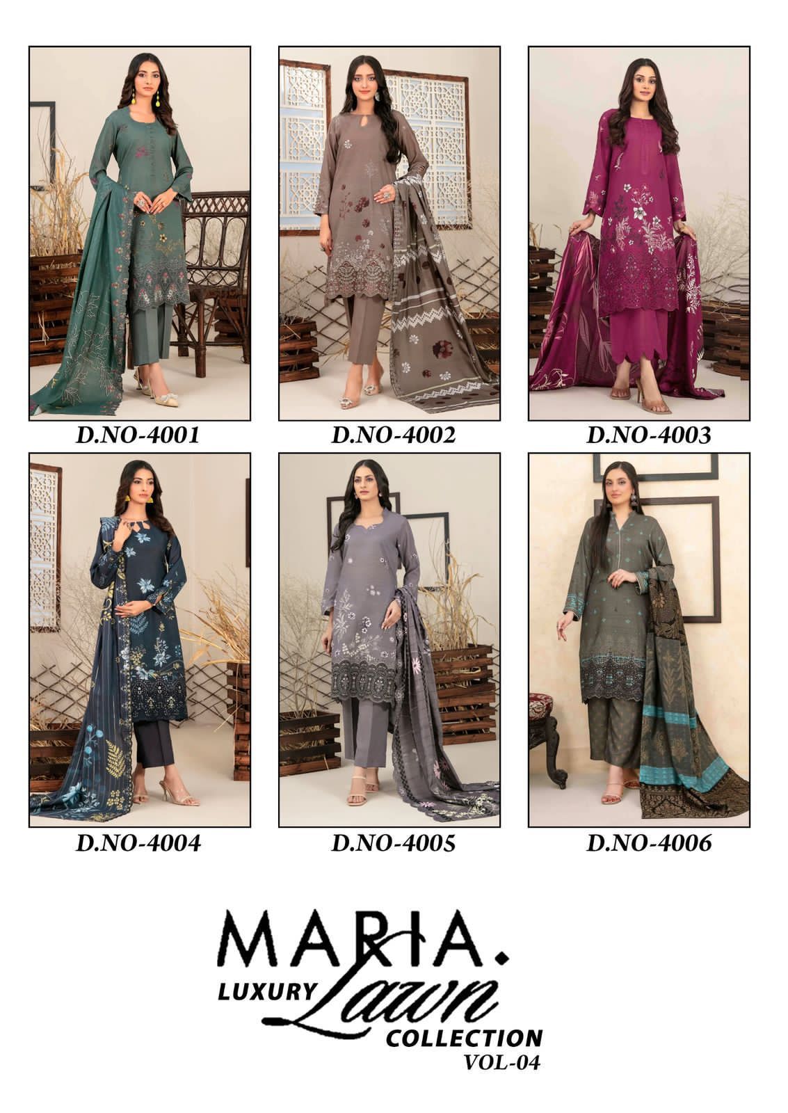 Maria Vol 4 Miss World Choice Heavy Lawn Karachi Salwar Suits Wholesale Price