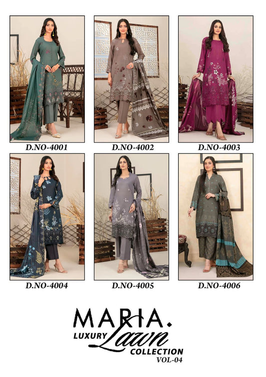 Maria Vol 4 Miss World Choice Heavy Lawn Karachi Salwar Suits Wholesale Price