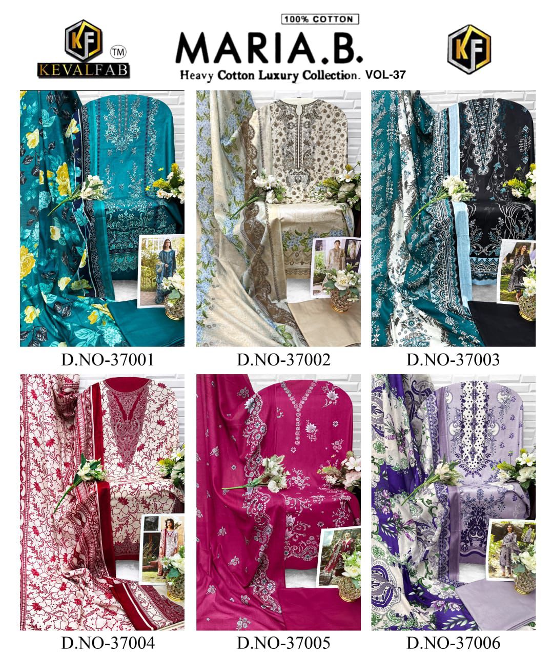 Maria B Vol 37 Heavy Cotton Luxury Collection Keval Fab Karachi Salwar Suits Supplier Gujarat