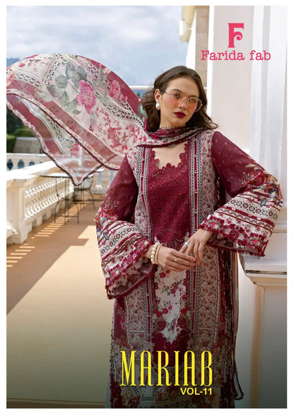 Mariab Vol 11 Farida Fab Lawn Cotton Karachi Salwar Suits Wholesale Price
