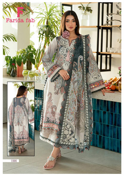 Mariab Vol 11 Farida Fab Lawn Cotton Karachi Salwar Suits Wholesale Price