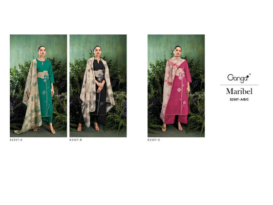 Maribel 2307 Ganga Silk Satin Plazzo Style Suits Wholesaler Gujarat