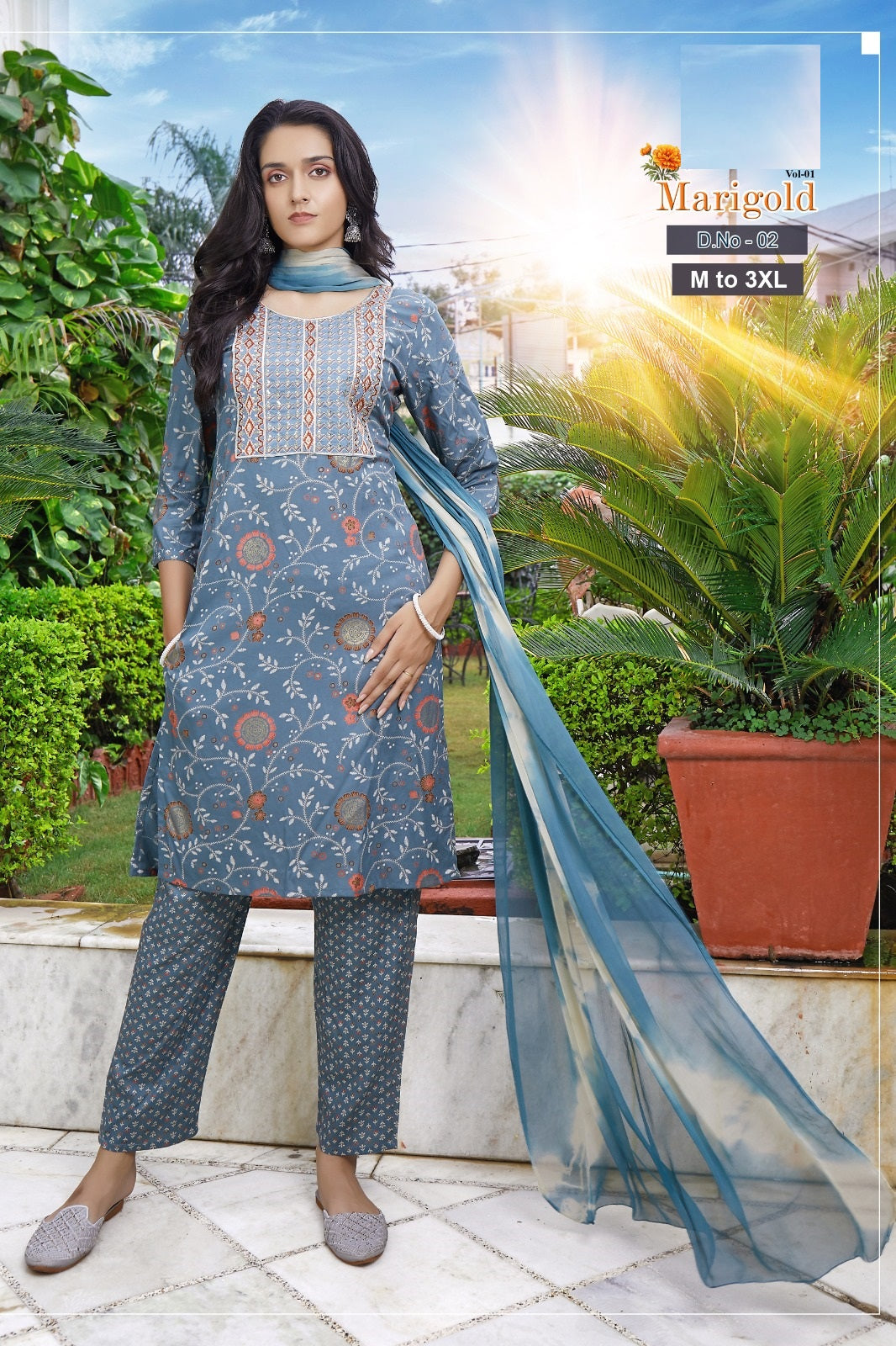 Marigold Jnx Rayon Readymade Pant Style Suits Exporter Gujarat