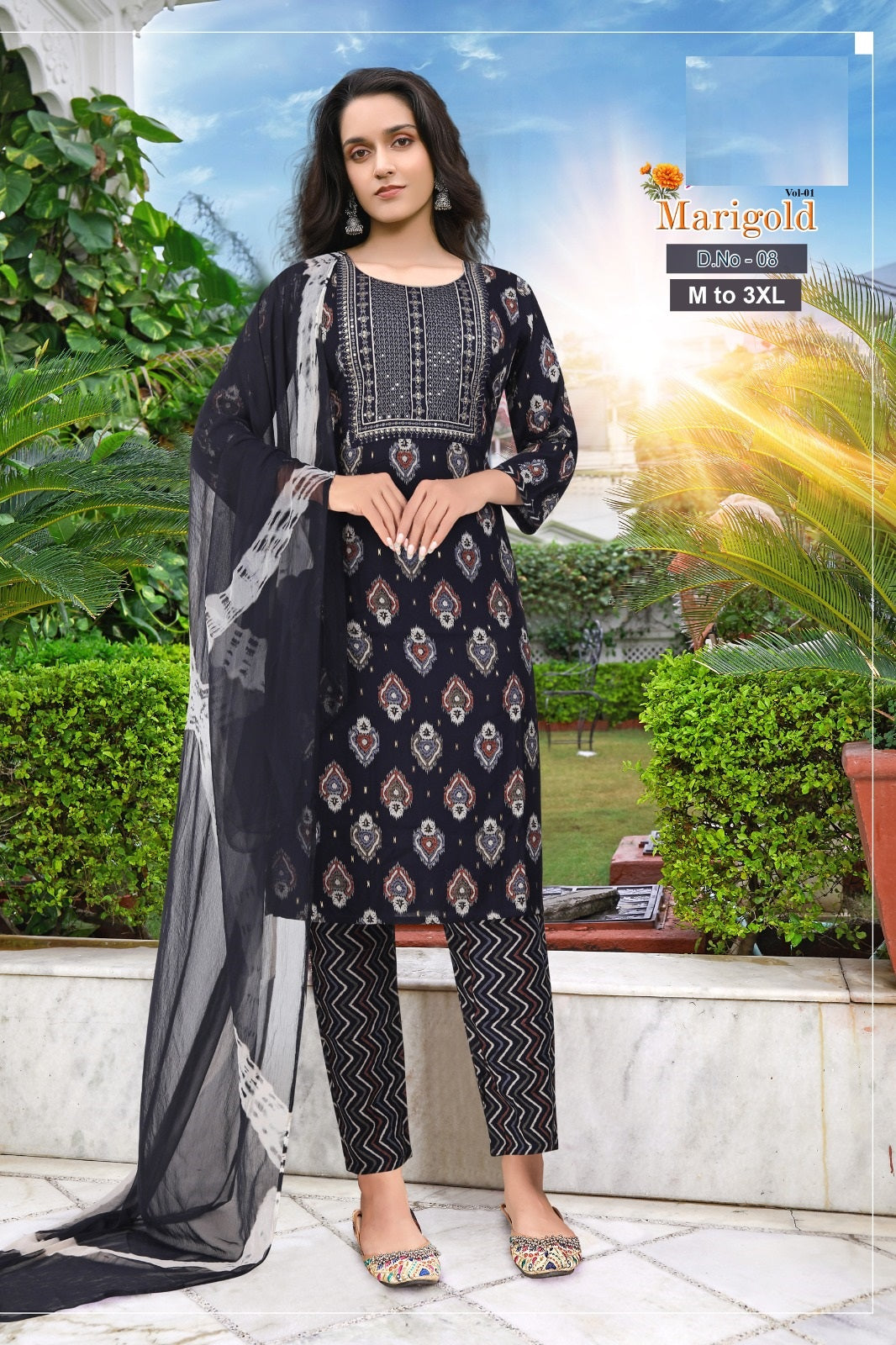 Marigold Jnx Rayon Readymade Pant Style Suits Exporter Gujarat