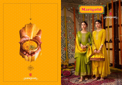 Marigold Rangoon Silk Readymade Anarkali Suits Manufacturer Gujarat