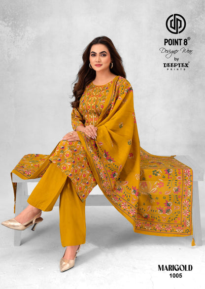Marigold Vol 1 Deeptex Prints Jam Satin Readymade Pant Style Suits Supplier Ahmedabad