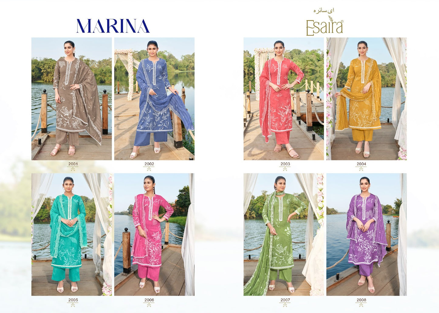 Marina Esaira Cotton Cambric Plazzo Style Suits Supplier India