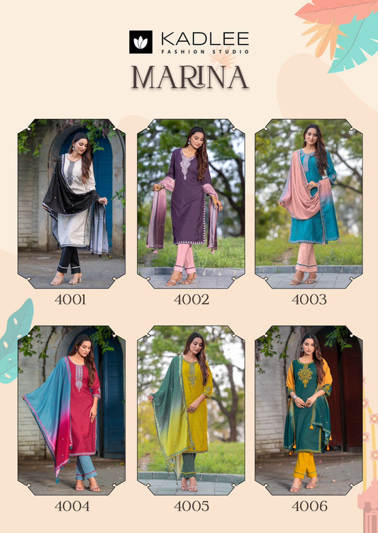 Marina Kadlee Rayon Readymade Pant Style Suits Supplier India