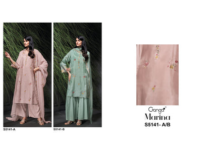 Marina S5141 Ganga Bemberg Silk Plazzo Style Suits Exporter