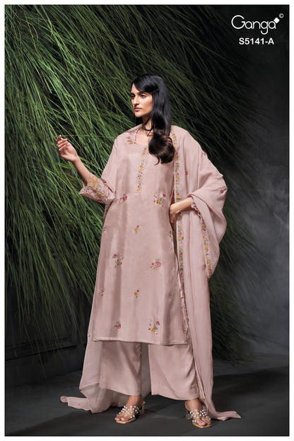 Marina S5141 Ganga Bemberg Silk Plazzo Style Suits Exporter