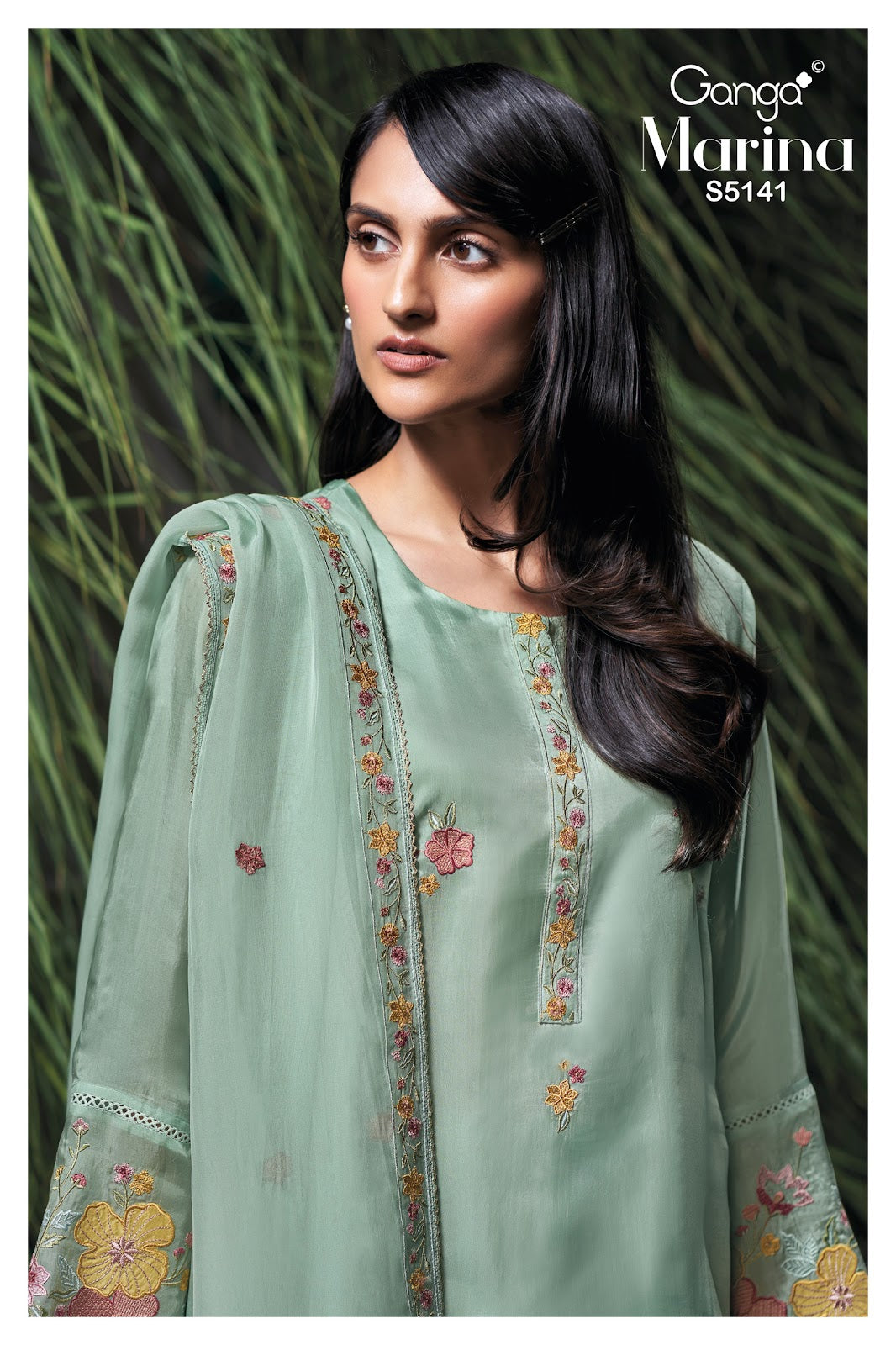 Marina S5141 Ganga Bemberg Silk Plazzo Style Suits Exporter