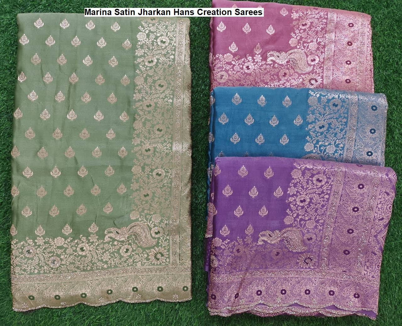 Marina Satin Jharkan Hans Creation Sarees Exporter Ahmedabad