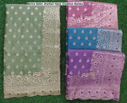 Marina Satin Jharkan Hans Creation Sarees Exporter Ahmedabad
