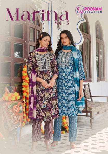 Marina Vol 5 Poonam Creation Capsule Readymade Pant Style Suits Exporter India