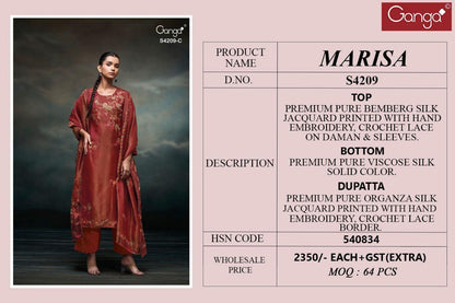 Marisa 4209 Ganga Bemberg Silk Pant Style Suits Wholesale