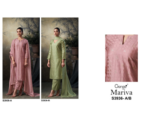 Mariva 3936 Ganga Premium Bemberg Pant Style Suits Wholesaler India