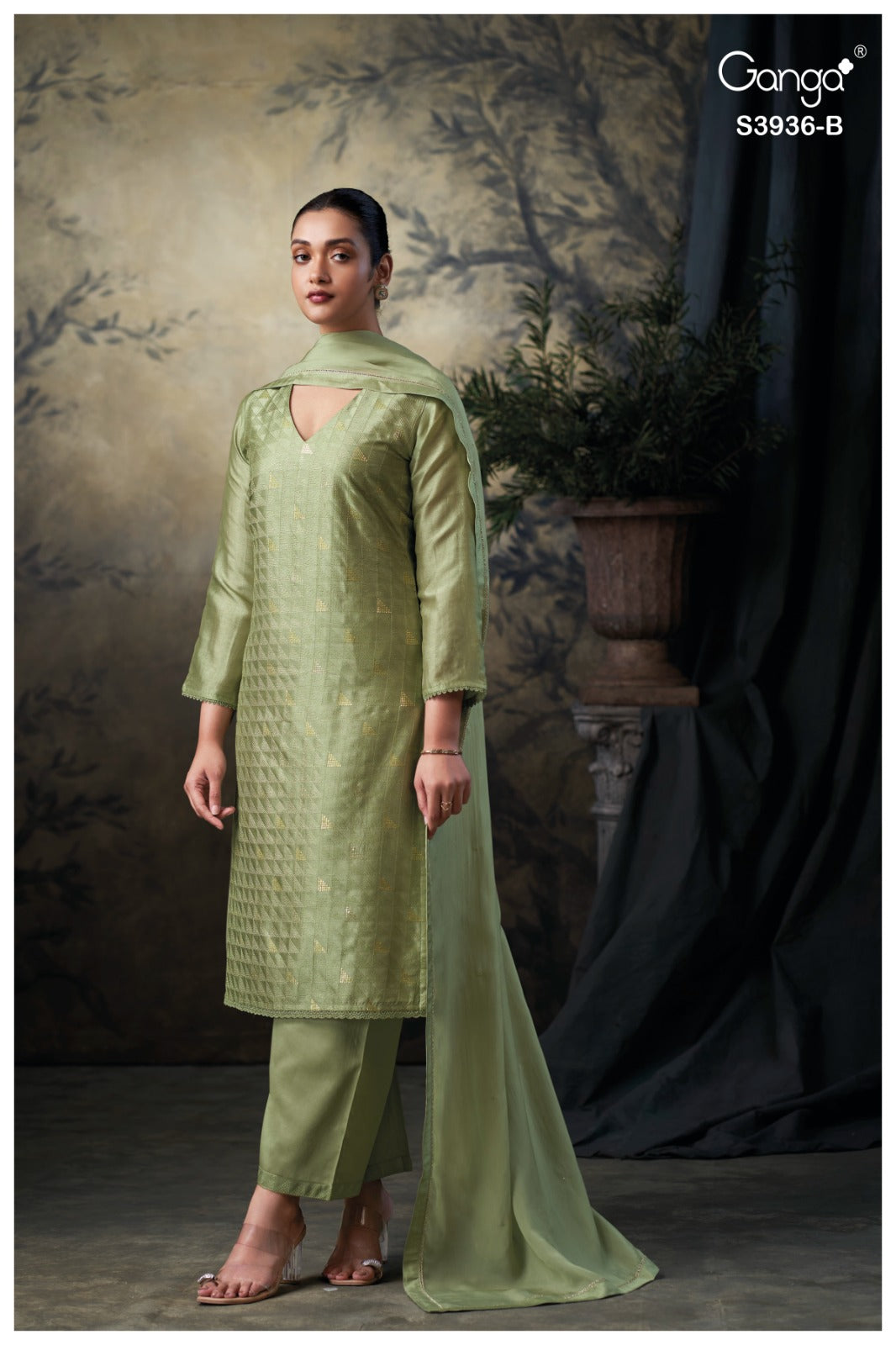 Mariva 3936 Ganga Premium Bemberg Pant Style Suits Wholesaler India