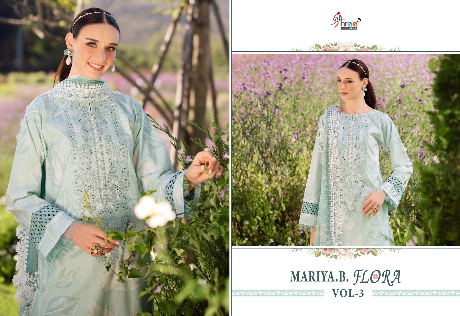 Mariya B Flora Vol 3 Shree Fabs Pure Cotton Pakistani Patch Work Suits Supplier India